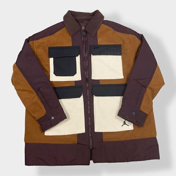 Nike Jordan Cozy Girl Colorblock Jacket Brown Black White size Small DJ2723-204 - Picture 1 of 11